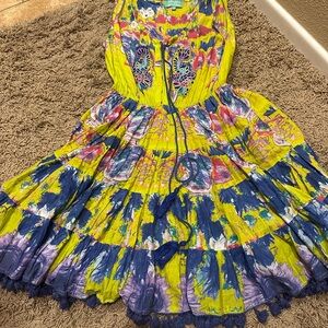 Vibrant Yellow and Blue Mini Dress